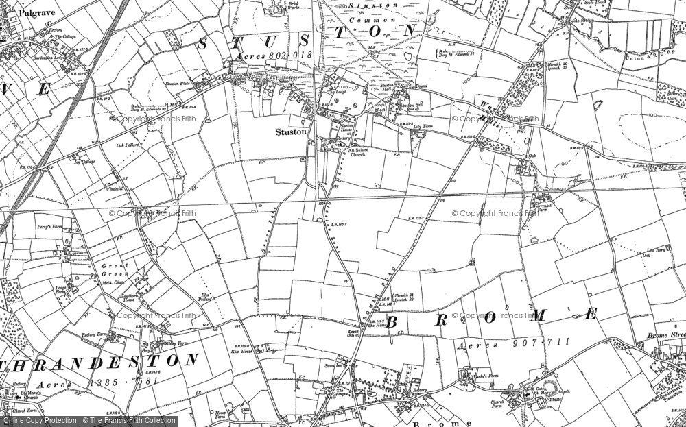Old Map of Stuston, 1885 - 1903 in 1885