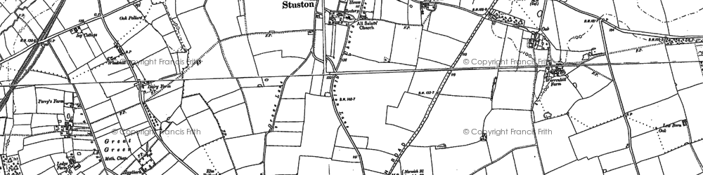 Old map of Stuston in 1885