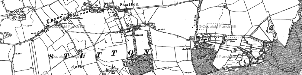 Old map of Upper Street in 1881