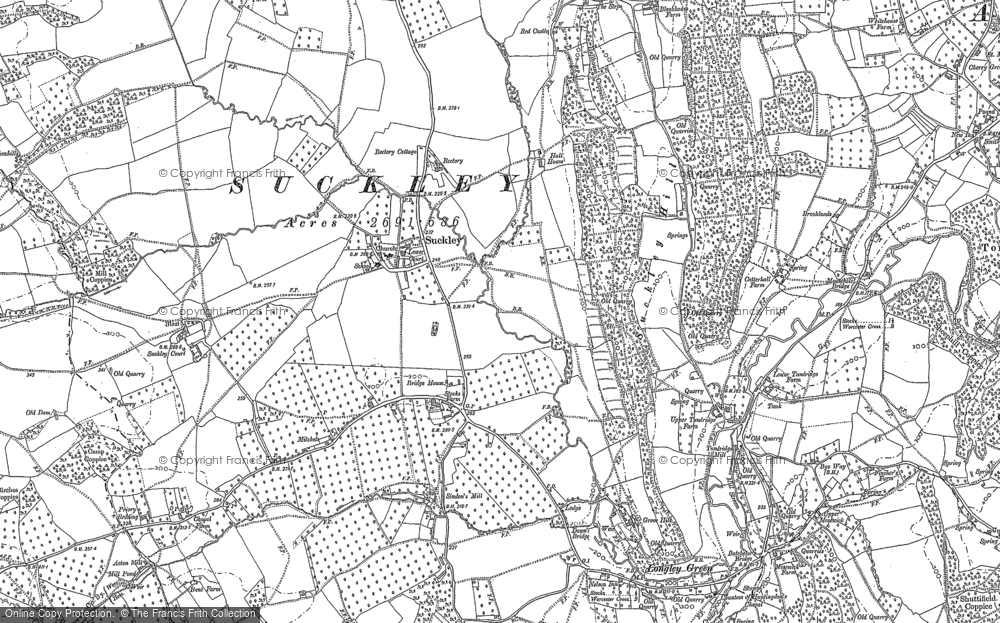 Old Map of Historic Map covering Suckley Green in 1885
