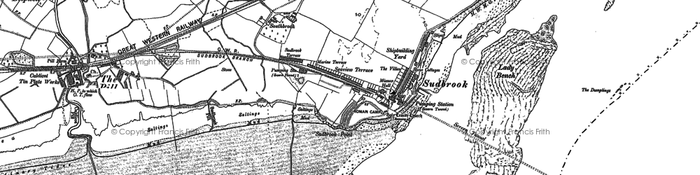 Old map of Sudbrook in 1900