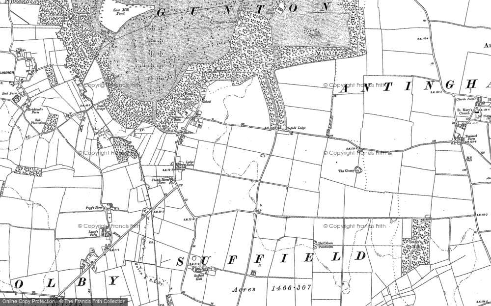 Old Map of Suffield, 1885 in 1885