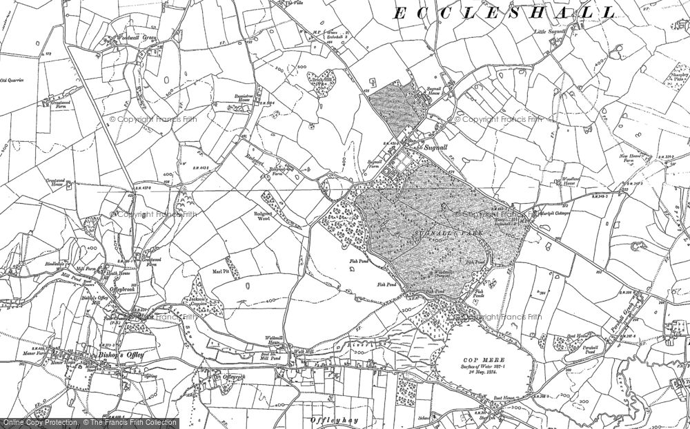 Old Map of Historic Map covering Little Sugnall in 1879