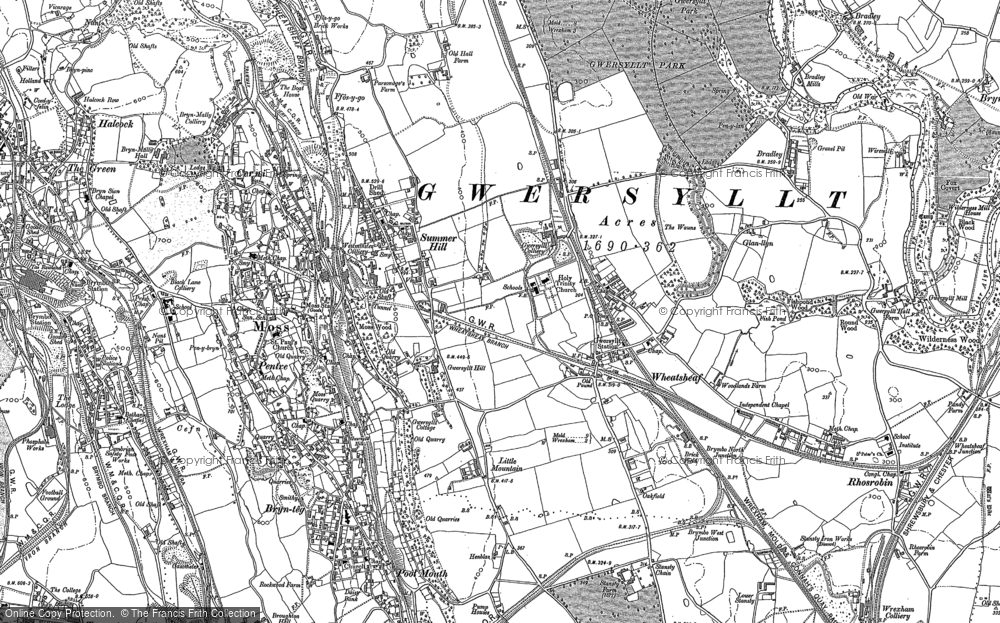 Old Map of Historic Map covering Alyn Waters Country Park in 1898