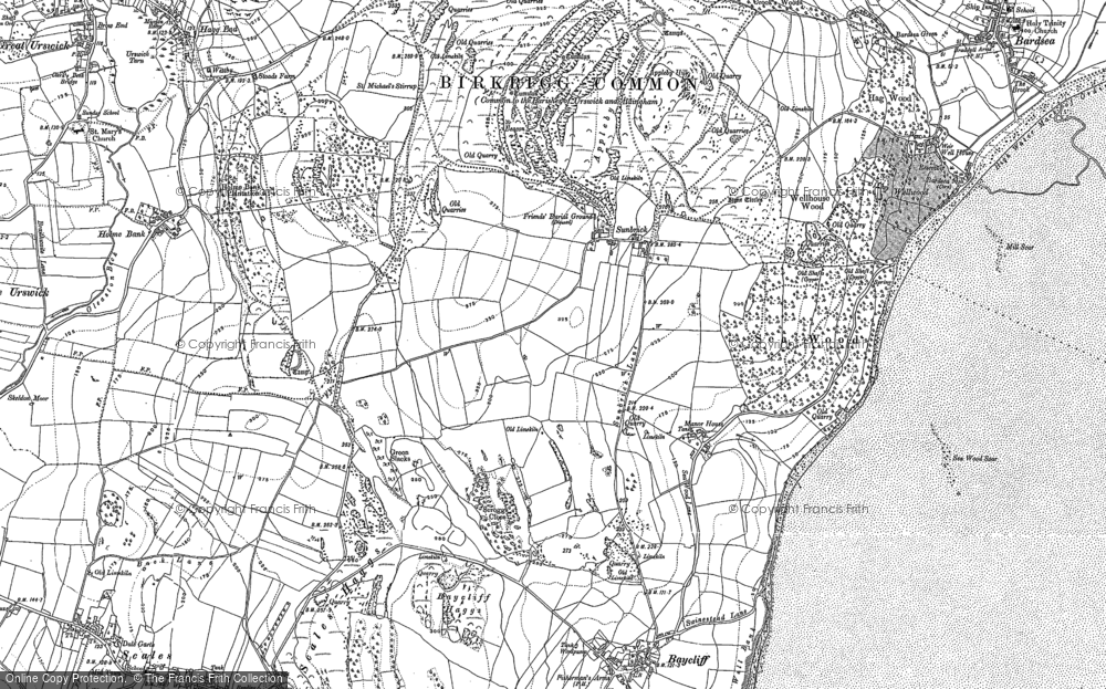 Old Map of Historic Map covering Birkrigg Common in 1847