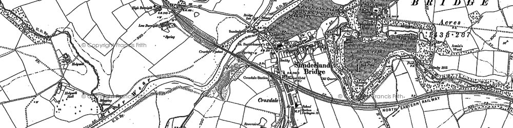 Old map of Sunderland Bridge in 1895