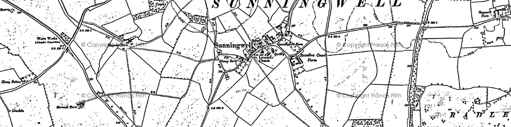 Old map of Sunningwell in 1910