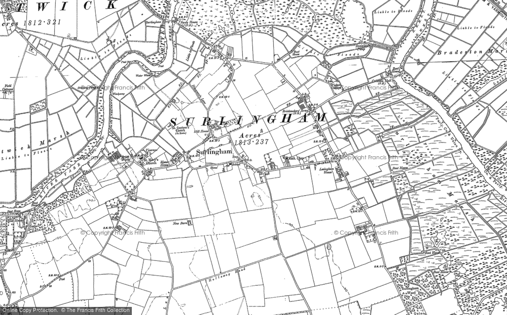 Old Map of Surlingham, 1881 - 1884 in 1881