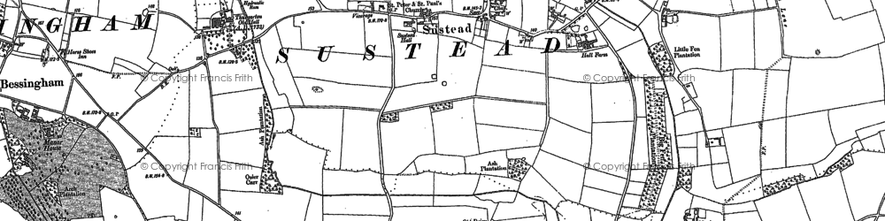Old map of Sustead in 1885