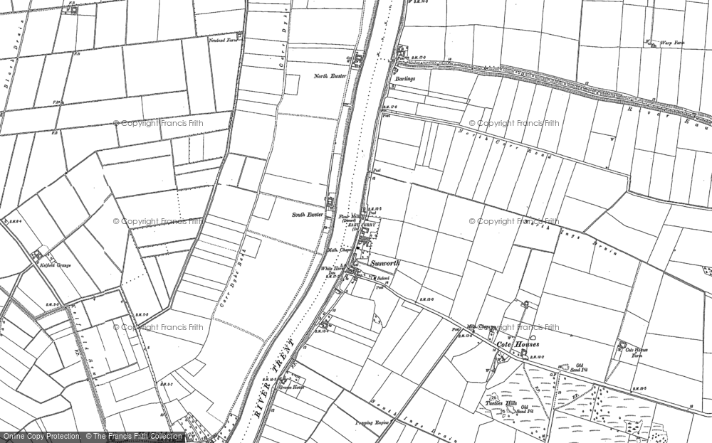 Old Map of Historic Map covering River Trent in 1885