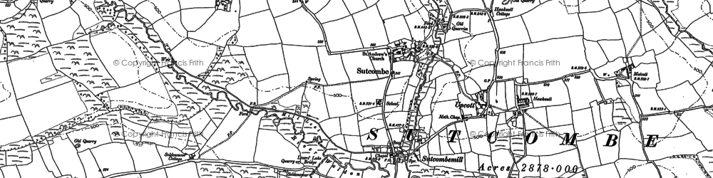 Old map of Sutcombe in 1884