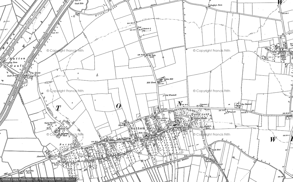 Old Map of Historic Map covering Sutton Gault in 1886