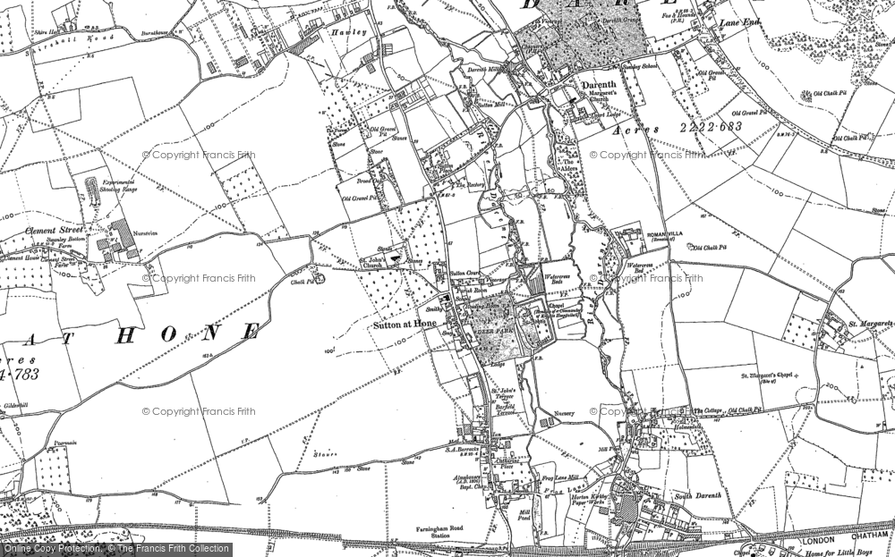 Old Map of Sutton at Hone, 1895 in 1895