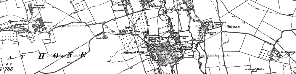 Old map of Sutton at Hone in 1895