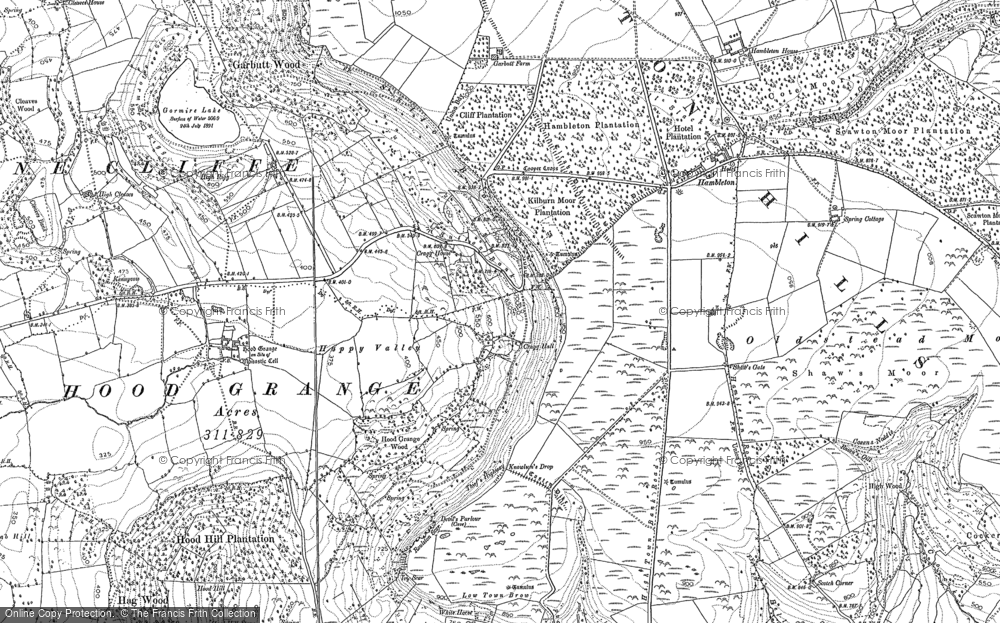 Old Map of Historic Map covering Whitestone Cliff in 1891