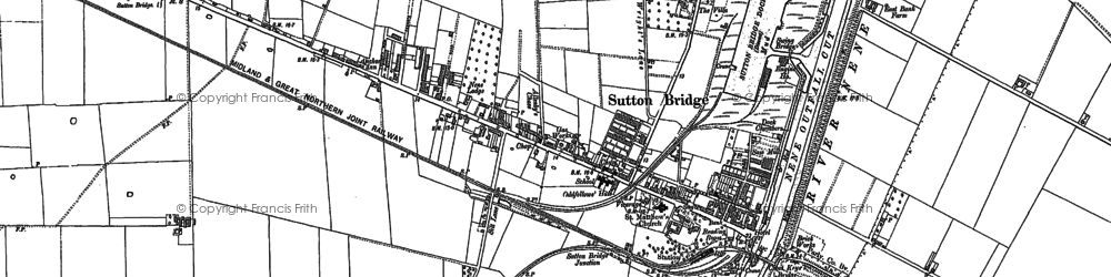 Old map of Sutton Bridge in 1887