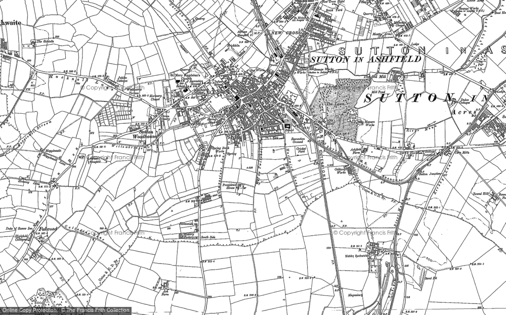 Old Map of Historic Map covering Sutton Forest Side in 1898