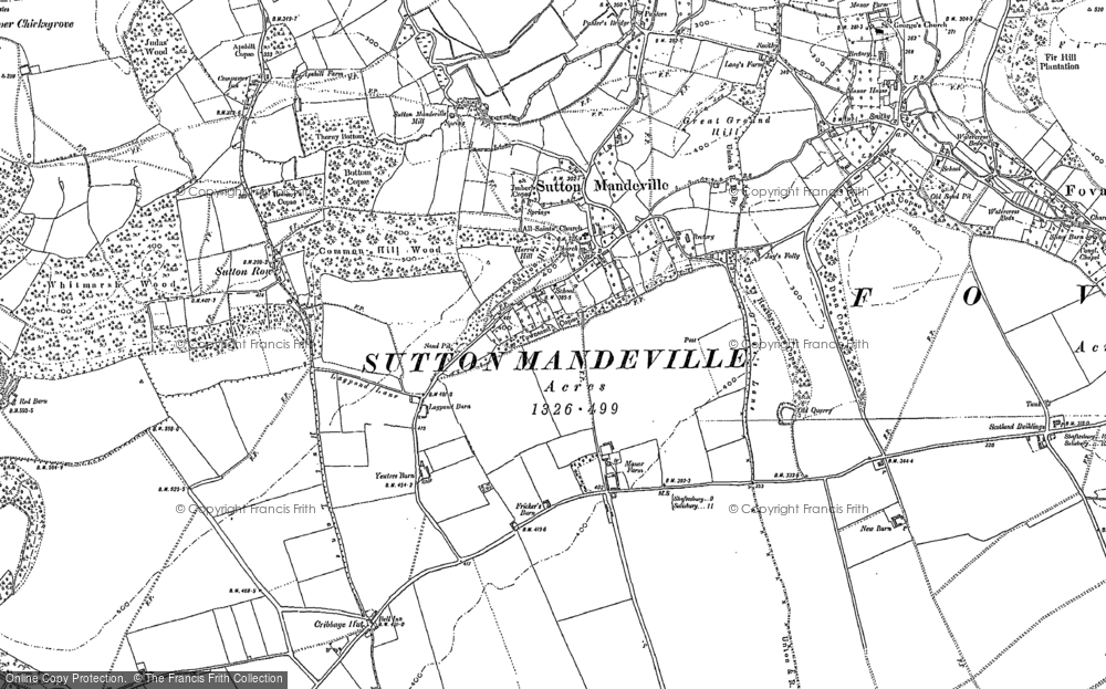 Old Map of Historic Map covering Sutton Row in 1899