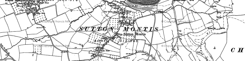 Old map of Sutton Montis in 1885