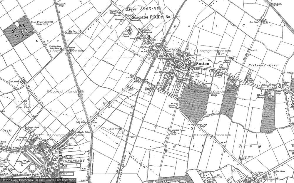 Old Map of Sutton-on-Hull, 1889 - 1890 in 1889