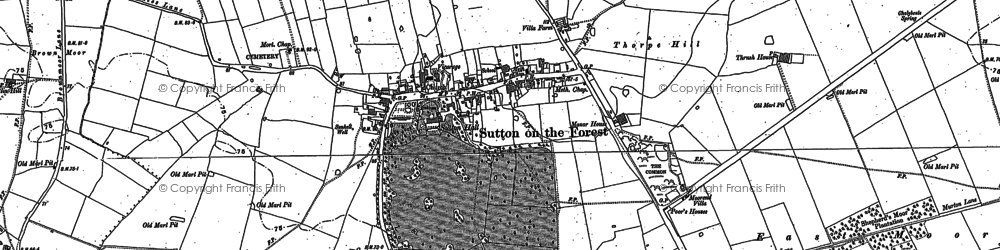 Old map of Sutton-on-the-Forest in 1891