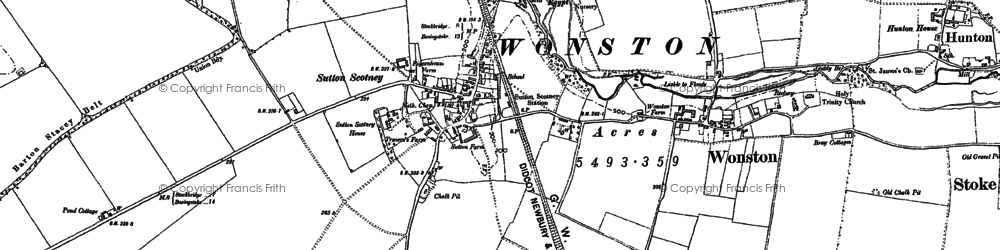 Old map of Sutton Scotney in 1894