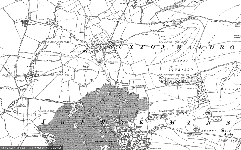 Old Map of Historic Map covering Bareden Down in 1886