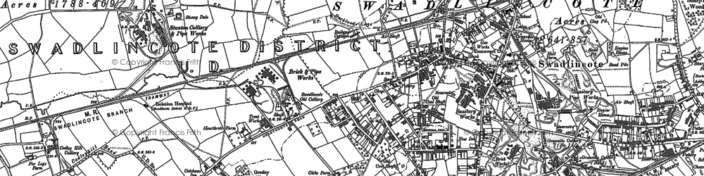 Old map of Swadlincote in 1900