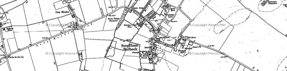 Old map of Swaffham Bulbeck in 1886