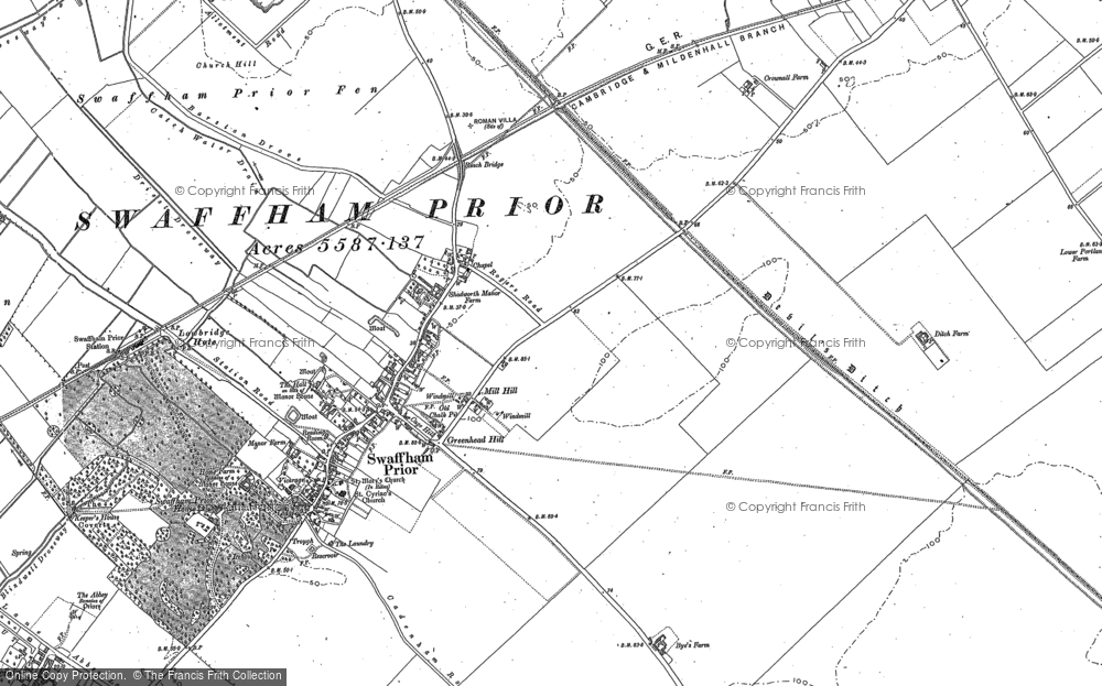 Old Map of Swaffham Prior, 1886 in 1886