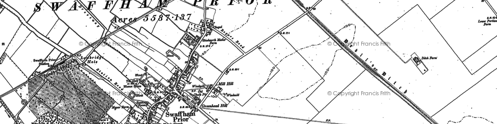 Old map of Swaffham Prior in 1886