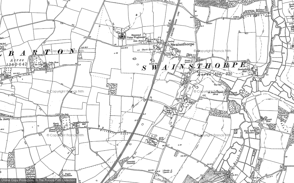 Old Map of Swainsthorpe, 1880 - 1882 in 1880