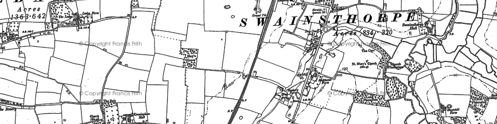 Old map of Swainsthorpe in 1880
