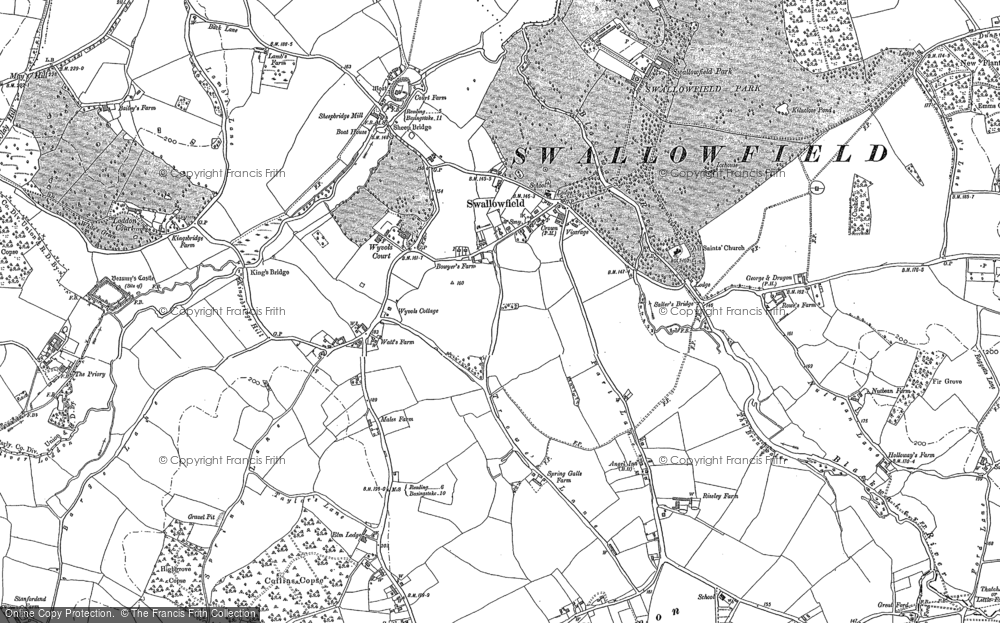 Old Map of Swallowfield, 1909 in 1909