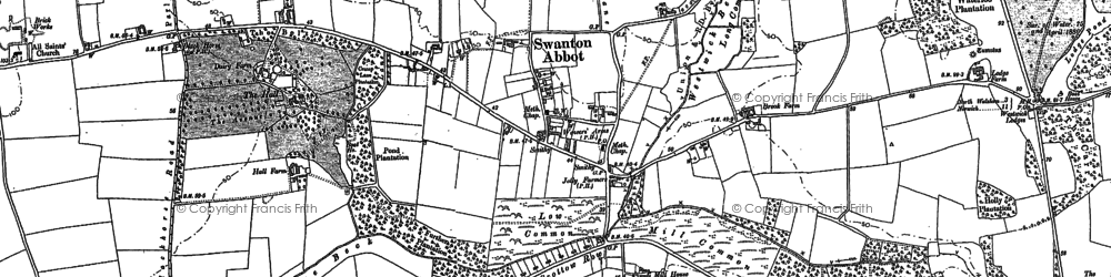 Old map of Swanton Abbott in 1884
