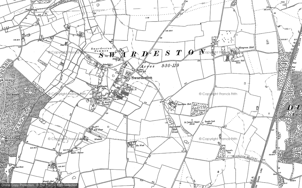 Old Map of Swardeston, 1881 in 1881