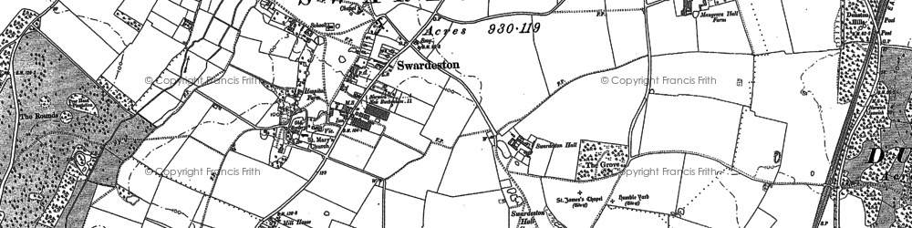 Old map of Swardeston in 1881