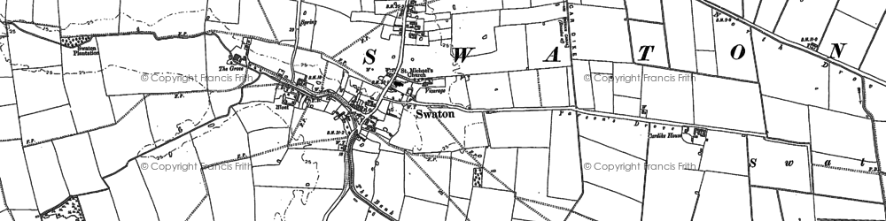 Old map of Swaton in 1887