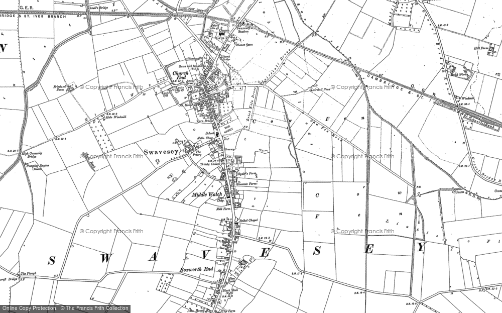 Old Map of Historic Map covering Boxworth End in 1901