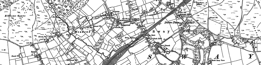 Old map of Sway in 1896