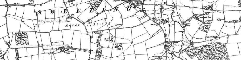 Old map of Sweffling in 1881