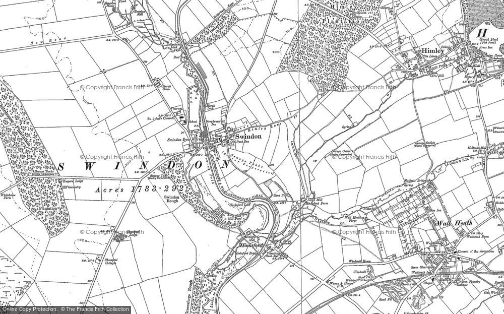 Old Map of Historic Map covering Smestow in 1881