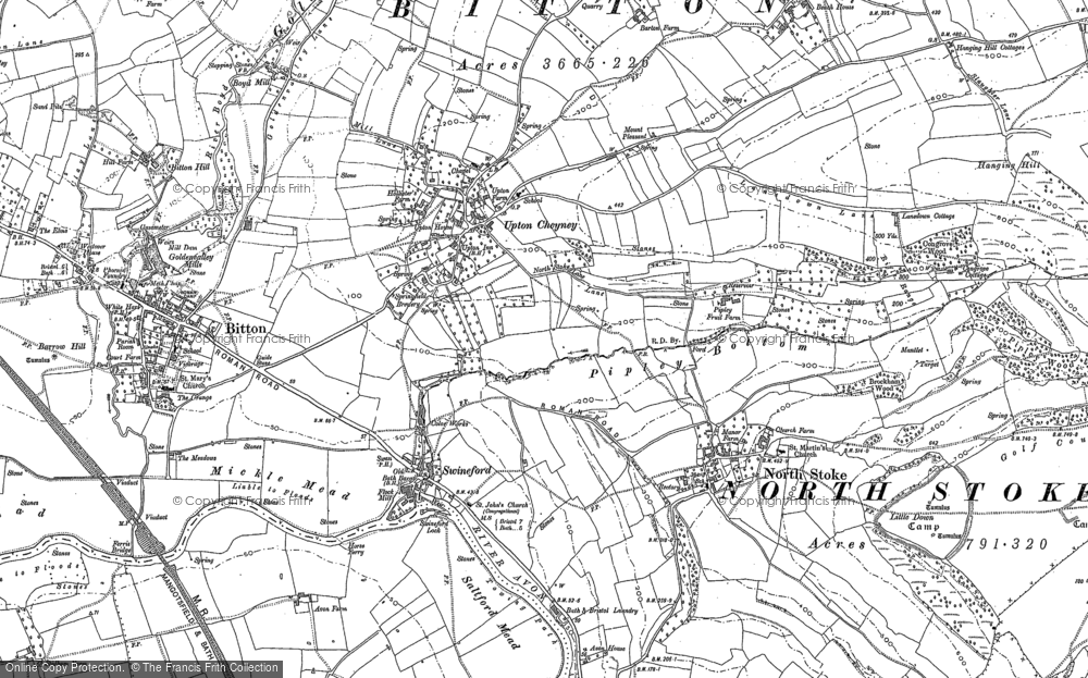 Old Map of Historic Map covering Bristoland Bath Railway Path in 1901