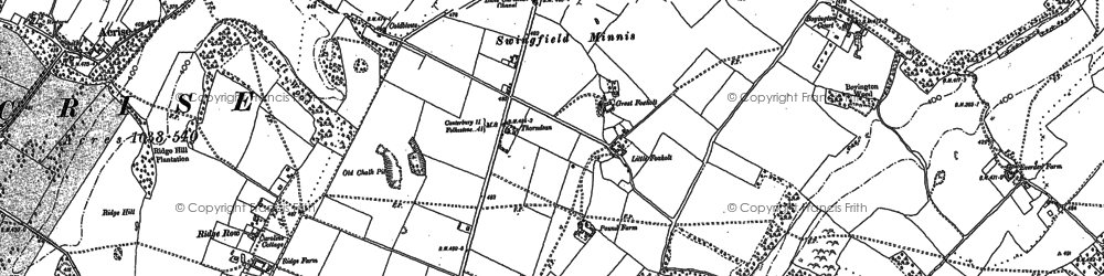 Old map of Swingfield Minnis in 1896