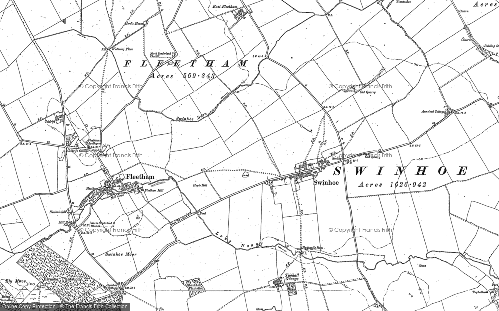 Old Map of Swinhoe, 1896 in 1896