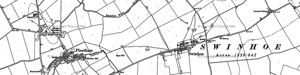 Old map of Swinhoe in 1896