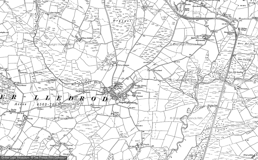 Old Map of Historic Map covering Bronwenllwyd in 1886