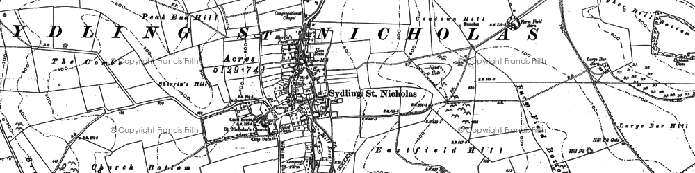 Old map of Sydling St Nicholas in 1887