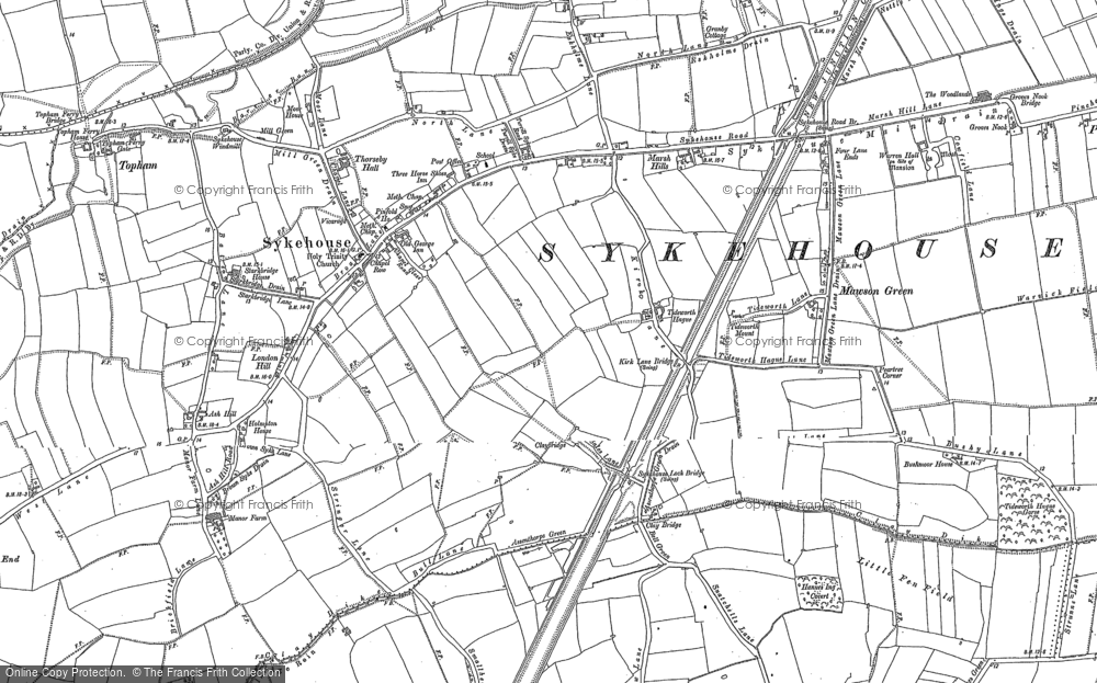 Old Map of Historic Map covering Aire and Calder Navigation in 1888