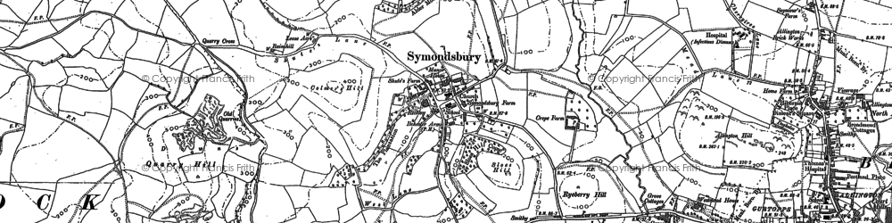 Old map of Symondsbury in 1901